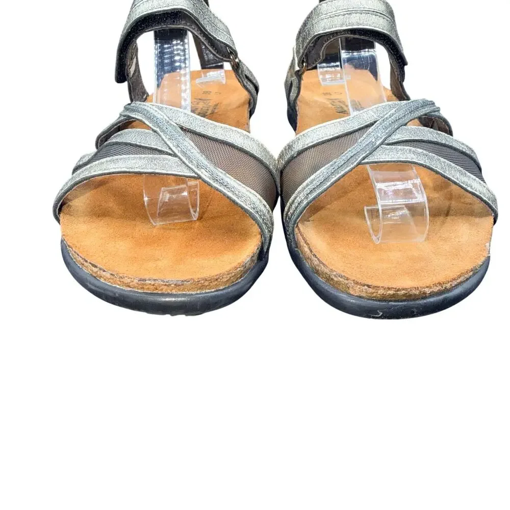 Naot Metallic Strappy Sandals EU 38 US 7 Comfort Walking Hook Loop